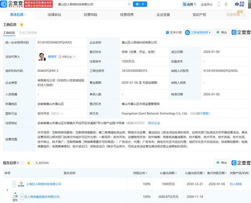 巨人網絡成立新公司，深化布局互聯(lián)網游戲與信息服務業(yè)務